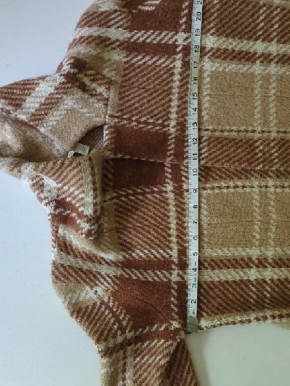 Cato Cozy Plaid Open Longline Cardigan - Camel & Cream - Picture 7 of 7